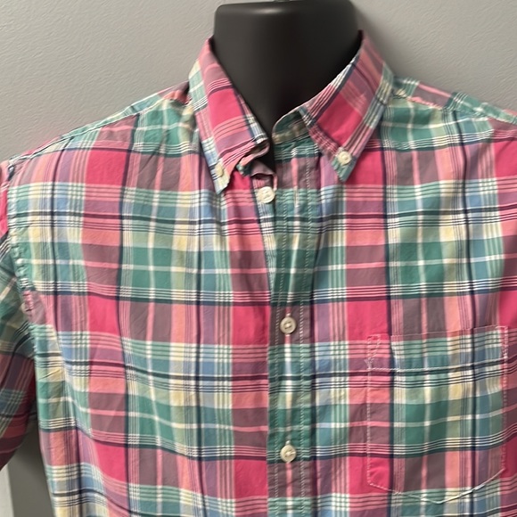 Merona Short Sleeve Mens Plaid Button Down Shirt - Picture 2 of 6